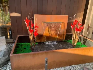 corten steel water feature