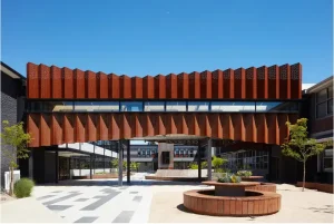 Zig-zag corten panels for the exterior of Flyover Gallery