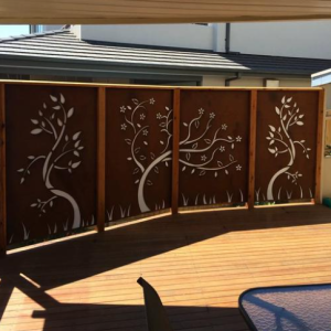 The item in the image is a Corten steel screen crafted for garden landscaping.